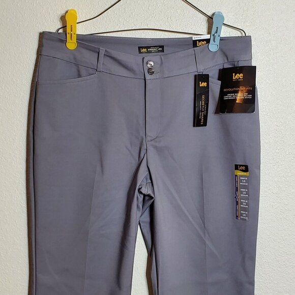 Lee Womens Straight Leg Pants Medium Gray Size 16 Secretly Shapes Stretch Fabric - Picture 3 of 8